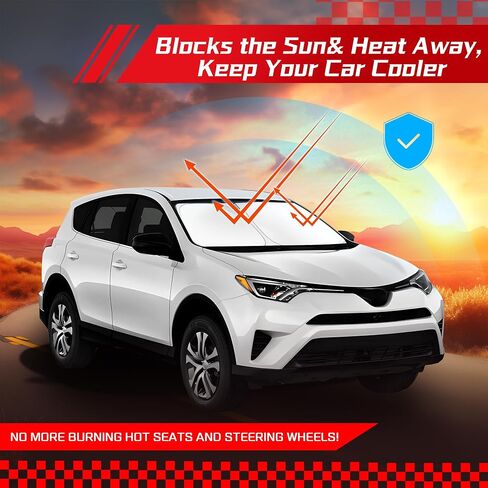 مظلة شمسية للزجاج الأمامي لسيارة Toyota RAV4 2019-2024، واقي شمسي للنافذة الأمامية قابل للطي مناسب حسب الطلب، يحجب الأشعة فوق البنفسجية للحفاظ على برودة سيارتك in Kuwait