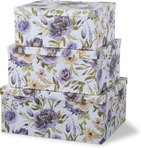 Soul & Lane Butterflies in Flight Photo Storage Boxes (Set of 3): Nesting Boxes with Lids, Floral Decorative Cardboard Containers, Paperboard Picture Storage for Photos, Nature Decor Cartons in Saudi Arabia
