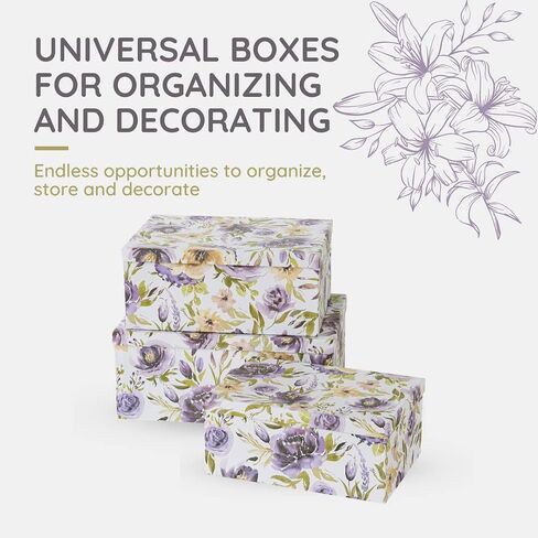 Soul & Lane Butterflies in Flight Photo Storage Boxes (Set of 3): Nesting Boxes with Lids, Floral Decorative Cardboard Containers, Paperboard Picture Storage for Photos, Nature Decor Cartons in Saudi Arabia