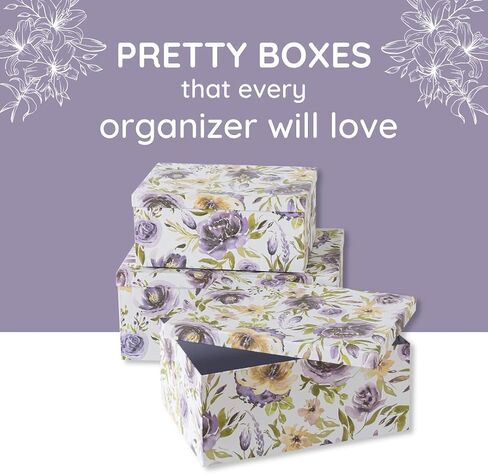 Soul & Lane Butterflies in Flight Photo Storage Boxes (Set of 3): Nesting Boxes with Lids, Floral Decorative Cardboard Containers, Paperboard Picture Storage for Photos, Nature Decor Cartons in Saudi Arabia