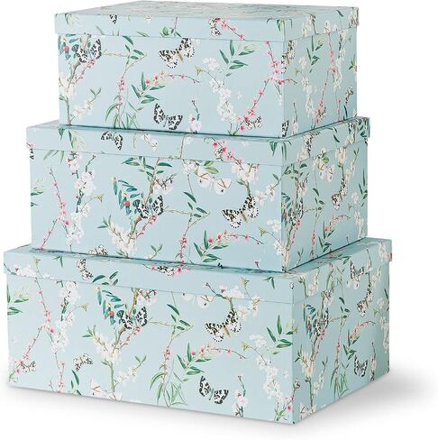 Soul & Lane Butterflies in Flight Photo Storage Boxes (Set of 3): Nesting Boxes with Lids, Floral Decorative Cardboard Containers, Paperboard Picture Storage for Photos, Nature Decor Cartons in Saudi Arabia