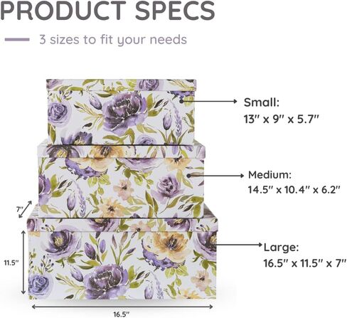 Soul & Lane Butterflies in Flight Photo Storage Boxes (Set of 3): Nesting Boxes with Lids, Floral Decorative Cardboard Containers, Paperboard Picture Storage for Photos, Nature Decor Cartons in Saudi Arabia