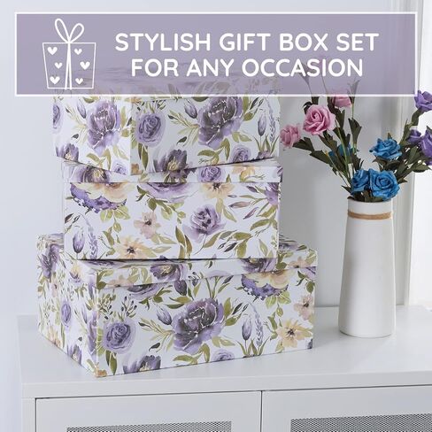 Soul & Lane Butterflies in Flight Photo Storage Boxes (Set of 3): Nesting Boxes with Lids, Floral Decorative Cardboard Containers, Paperboard Picture Storage for Photos, Nature Decor Cartons in Saudi Arabia