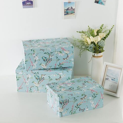 Soul & Lane Butterflies in Flight Photo Storage Boxes (Set of 3): Nesting Boxes with Lids, Floral Decorative Cardboard Containers, Paperboard Picture Storage for Photos, Nature Decor Cartons in Saudi Arabia