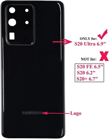 ubrokeifixit Galaxy S20 Ultra Rear Back Glass Cover Replacement for Samsung Galaxy S20 Ultra 6.9" LTE G988B/DS,S20 Ultra 5G SM-G988(NOT for S20+ 6.7",NOT for S20 6.2") (Black/Camera Lens) in Kuwait