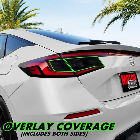 لون دخان الفينيل المقطوع مسبقًا من SlickMod لسيارة Honda Civic Hatchback 2022-2023 (3. إشارة الانعطاف والعكس، 20% دخان داكن) in Kuwait
