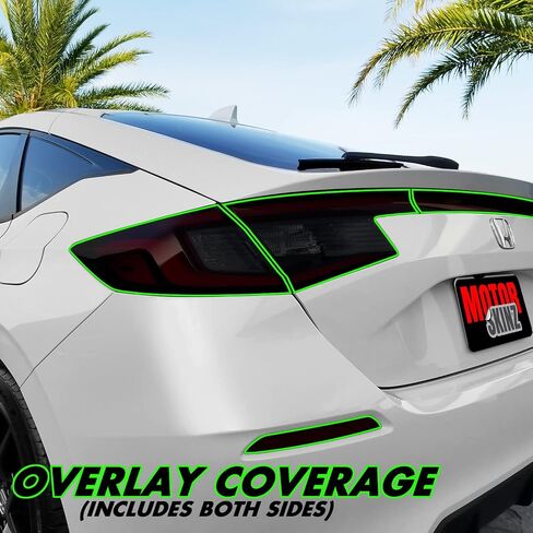 لون دخان الفينيل المقطوع مسبقًا من SlickMod لسيارة Honda Civic Hatchback 2022-2023 (3. إشارة الانعطاف والعكس، 20% دخان داكن) in Kuwait