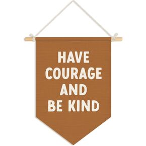 Wheatwin Kids Room Decor, Motivational Have Courage and Be Kind Wall Hanging Pennant Flag Banner, Inspirational Wall Decor for Kids Toddler Nursery Bedroom Playroom 15x11 Inch
