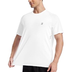 Roadbox Men's UPF 50+ Swim Rash Guard, Short Sleeve UV Sun Protection Workout Athletic Shirts Quick Dry Gym Running Tee Tops
