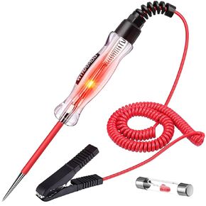 Professional LED Bulb Automotive Circuit Tester, 6-24V Test Light with Large Alligator Clip and 135IN PU Extended Wire, Light Tester Electrical Pen for Vehicle Circuits with Low DC Voltage