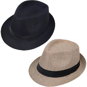 Giroir 2Pack Fedora Hats for Men Women Short Brim Unisex Short Brim Summer Beach Style 1920s Party Accessories in Saudi Arabia