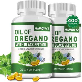 Organic Oregano Oil Capsules with Black Seed Oil Immune Support, Digestive Health | Non-GMO, Gluten Free