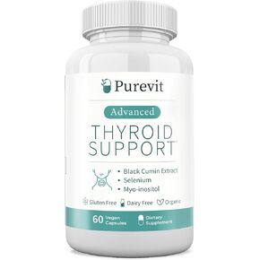 Advanced Thyroid Support Supplement with Black Cumin Extract, Selenium, Myo-inositol, Thyroid Support for Hashimotos and Hypothyroidism, 60 Capsules