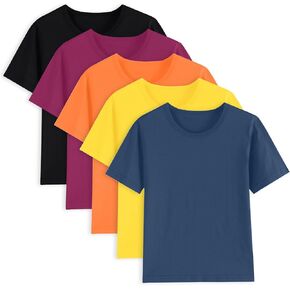 5 Pack Cotton Boys Kids Tshirts Short Sleeve Summer Tops Clothes Tee Shirts for Toddlers(Age 2-12)