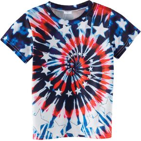 Boys Girls 4th of July T-Shirt American Flag Tees Kids Toddler Short Sleeve Tee Shirts 4-10 Years