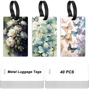 40 PCS Metal Sublimation Luggage Tag Blanks مزدوج الوجهين ، علامات حقيبة تسامي الألومنيوم مع حقيبة حقيبة اسم الأسم