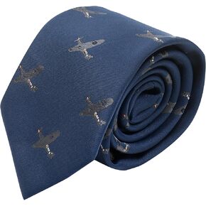 King & Priory Navy Blue Embroidered Hurricane Fighter Plane Tie