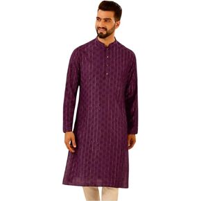 Men's Cotton/Silk Blend Lappet Kurta – Regular Fit with Mandarin Collar|Traditional Ethnic Festive Wear