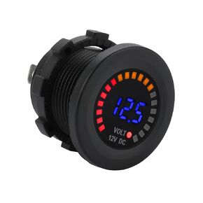 Battery Voltage Meter,Waterproof DC 12V Voltmeter Waterproof LED Digital Display Volt Meter Voltage Car Voltmeters Meter Scale Gauge Battery Tester for Marine Car Motorcycle Truck Boat RV