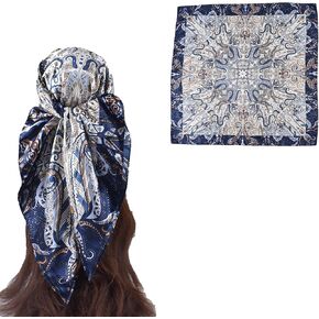 35x35 Inch Head Scarf for Women Like Silk Scarf Hair Scarf -Multipurpose Neck Wrap, Headband, Shawl, Belt & Bag Accessory