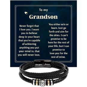 FG Family Gift Mall Grandson Birthday Ideas, Men Jewelry, Sentimental Gifts for Grandkid, Ideas for Grandson Grandkid Gifts from Granparent with Message Card and Gift Box