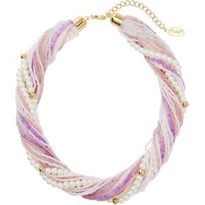 Bocar Multi Layer Chunky Bib Statement Mix Color Beads Pearl Cluster Collar Necklace for Women Gift (NK-10775)