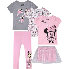 مجموعات ملابس Disney Girls - 5 قطع Playwear مجموعة الأميرات وملابس Minnie Mouse Toddler للفتيات (الأحجام: 3T -7)