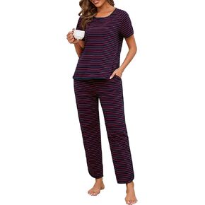 مجموعات Pajama النسائية Cotton 2 قطعة صالة مجموعة قصيرة الأكمام PJ