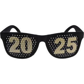 Luxshiny 2025 Glasses, Plastic 2025 Eyeglasses Diamond Number Sunglasses Happy New Years Eve Eyewear Party Supplies Graduation 2025 Party Photo Prop Black