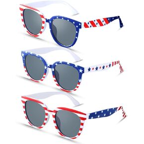 Flutesan 3 Pairs 4th of July Patriotic Glasses American Flag White Blue Red Glasses for Flag Day Independence Day