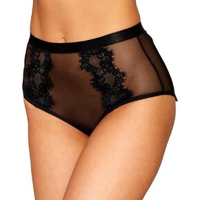 Dreamgirl Women's High-Waisted Mesh Panty with Constrast Garters