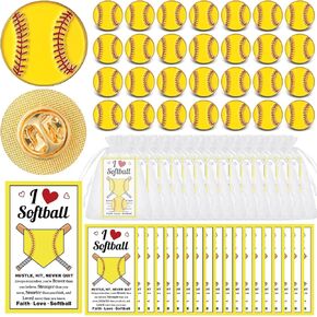 Quelay 36 Sets Softball Lapel Pins Bulk Enamel Softball Pins Gifts for Student School Team Players Sport Party Backpack Hat Bag Decor Accessories