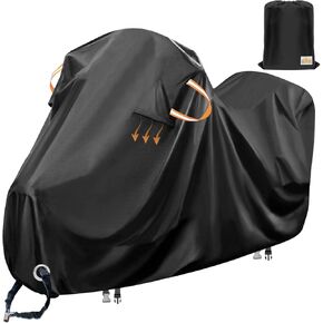 Motorcycle Cover Waterproof Outdoor,Heavy Duty Polyester Fabric with Cotton Fleece Lining Bike Covers,Scratch-Proof and Weatherproof,Anti-UV,with Air Vent,Lock Hole,116x43x55-ClawsCover