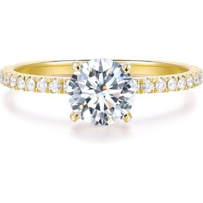 14K Solid Gold Moissanite Engagement Rings, 14K Gold Solitaire Ring, 14K Round cut Moissanite Rings