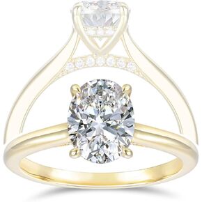 14K Gold 2ct Oval Cut D Color Hidden Hola Moissanite Engagement Rings for Women