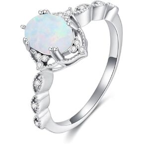 925 خواتم خطوبة أوبال الفضية الاسترليني لمركز النساء 1.5CT OPAL PROMENT BROMED خواتم الزفاف مع الزركونيا المكعبة لها