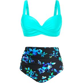 Aqua Eve Women Underwire Bikini Set - High Waisted Two Piece Swimsuit Tummy Control Bathing Suit 2025 Push Up Swimwear