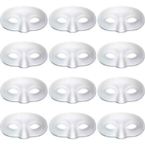 White Zorro Mask,12 Pcs Halloween Mask White DIY Mask,Plain Mask White Mask Paper Half Face Opera Masquerade Mask