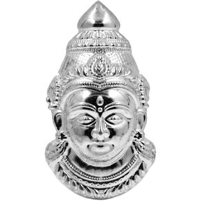 Putrika Traditional Brass Silver Coated Varalakshmi Amman Face | laxmi mukhota | Idol for Varalakshmi Vratam | Vaibhav Lakshmi Pooja | Puja in Home or Temple–Silver Plated Varalakshmi face