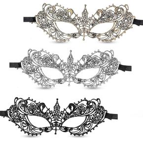 3pcs Lace Masquerade Mask for Women,Maskerade Mask for Women,Womens Masquerade Mask,Masquerade Masks for Women Men for Prom Ball Carnival Cosplay Adult Mask Party Gold Silver Black