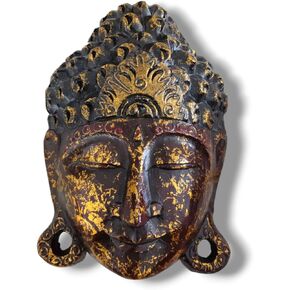 Bali Tropical Home Red Gold Harmony Mask - دعوة السلام والهدوء إلى مساحتك ، ديكور الجدار الخاص بك