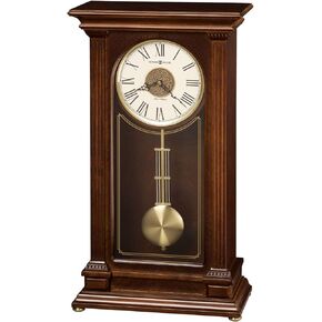 Howard Miller Hillsdale II Mantle Clock, Roman Numerals Analog Display Teak Wood Veneer Pendulum Clocks with Wood Finishing for Home Decor, Office & Living Room, Triple-Chime Quartz Movement