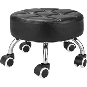 Kaleurrier Low Height Rolling Stool - Heavy Duty Short Stool Chair with Wheels Low to Ground - Small Roller Seat Stools for Home Office Kitchen Repair Shop Pedicure Garage Library Studio Black