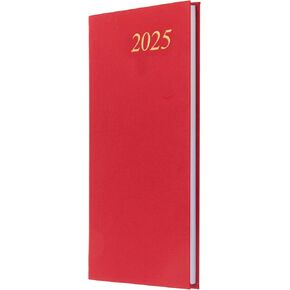 Collins Essential 2025 Eco Friendly Diary - A5 Day to a Page Business Planner with Leathergrain Hardback Cover and Recycled Paper - Red - E-ESSA51.15-25