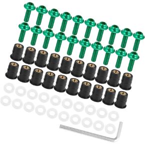 20pcs M5 5mm Motorcycle Windscreen Screws Fairing Windscreen Screws Bolt Windshield Mounting Nuts Installation Green Durable Material