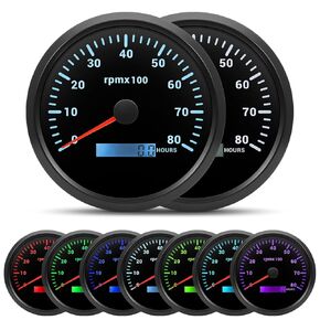 ARTILAURA 110mm 4-3/8" Tachometer 8000 RPM Boat RPM Gauge 7 Color Marine Large Tachometer for Car AUTO Truck 9-32V (White)
