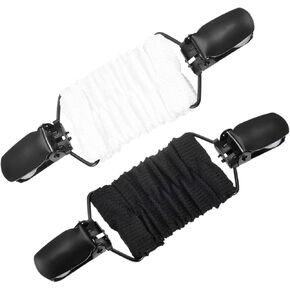 Dress Clips Back Cinch 2PCS – Adjustable Elastic Shawl Clips, Scarf Clip Cardigan Collar Clips to Tighten Dress, Sweaters, Shawls, Clothing, Black, White