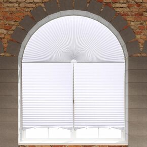No Tools Window Plateed Fleated Fist Fabrics Set مجموعة 1 حزمة 36 × 72 قوس نصف دائرة نافذة و 2 حزمة 36 "W × 72" H Cordless Light Filtering Shade (Beige)