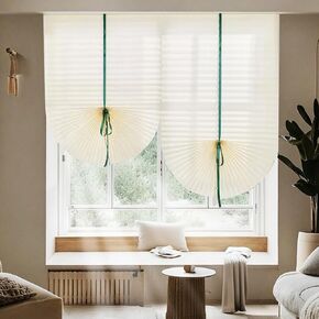 Light Filtering Temporary Blinds Cordless Shades Fabric Pleated Fabric Paper Curtains Easy to Cut and Install, Beige, 24" W x 71" H
