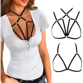 Women Sexy Strappy Harness Cage Bra Hollow Out Cupless Elastic Lingerie Body Cross Bralette Adjustable Strap Crop Top